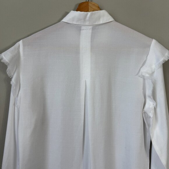 NWOT Cloth & Stone Anthropologie Ruffle Button Down Shirt Womens XS White Career - Picture 10 of 13